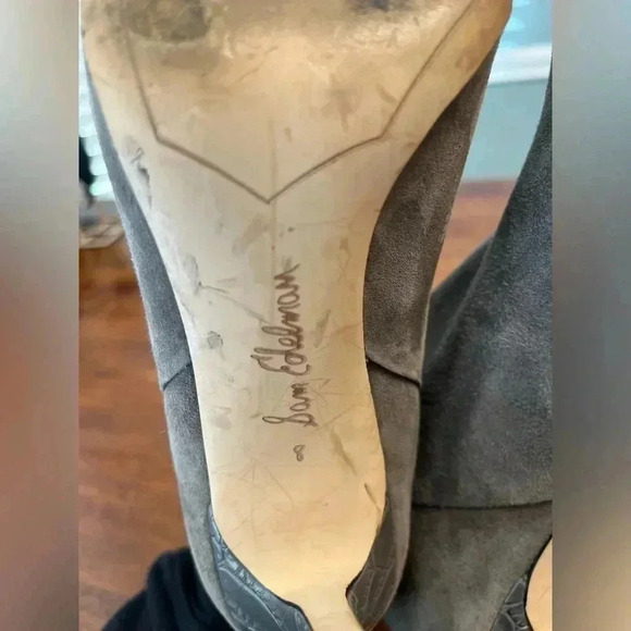 Sam Edelman gray suede pointed toe booties size 8 - Picture 9 of 12